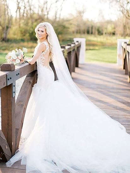 Amazon Com Barogirl Wedding Veil Comb Bridal Cathedral Veil 1