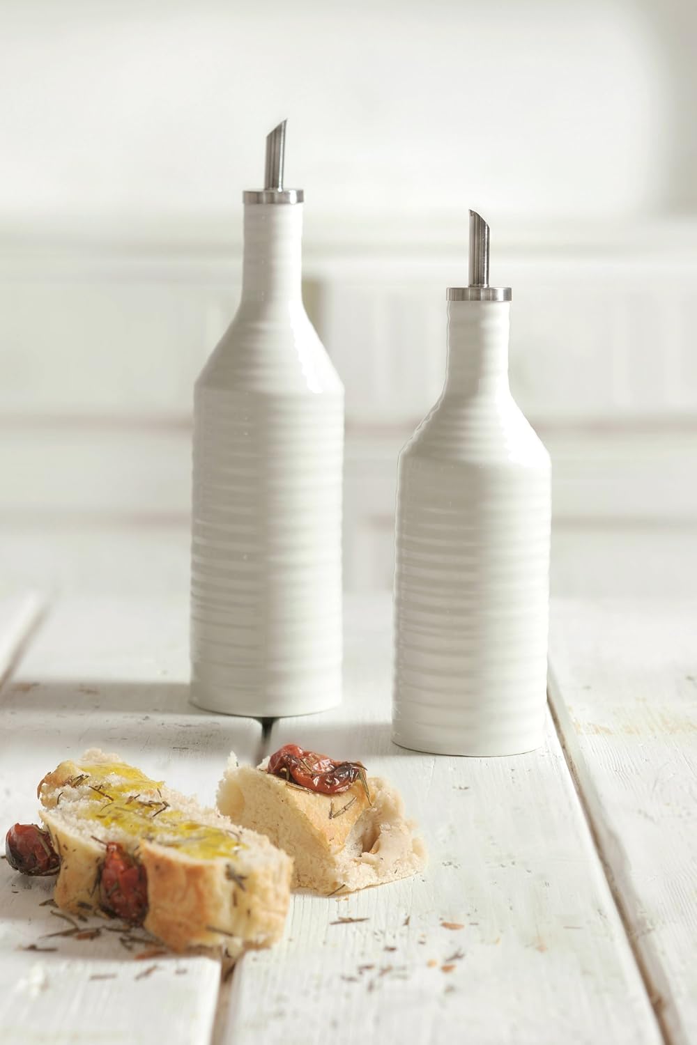 Portmeirion x Sophie Conran Oil & Vinegar Drizzler Set, White Porcelain, Durable with Controlled Flow - Image 3