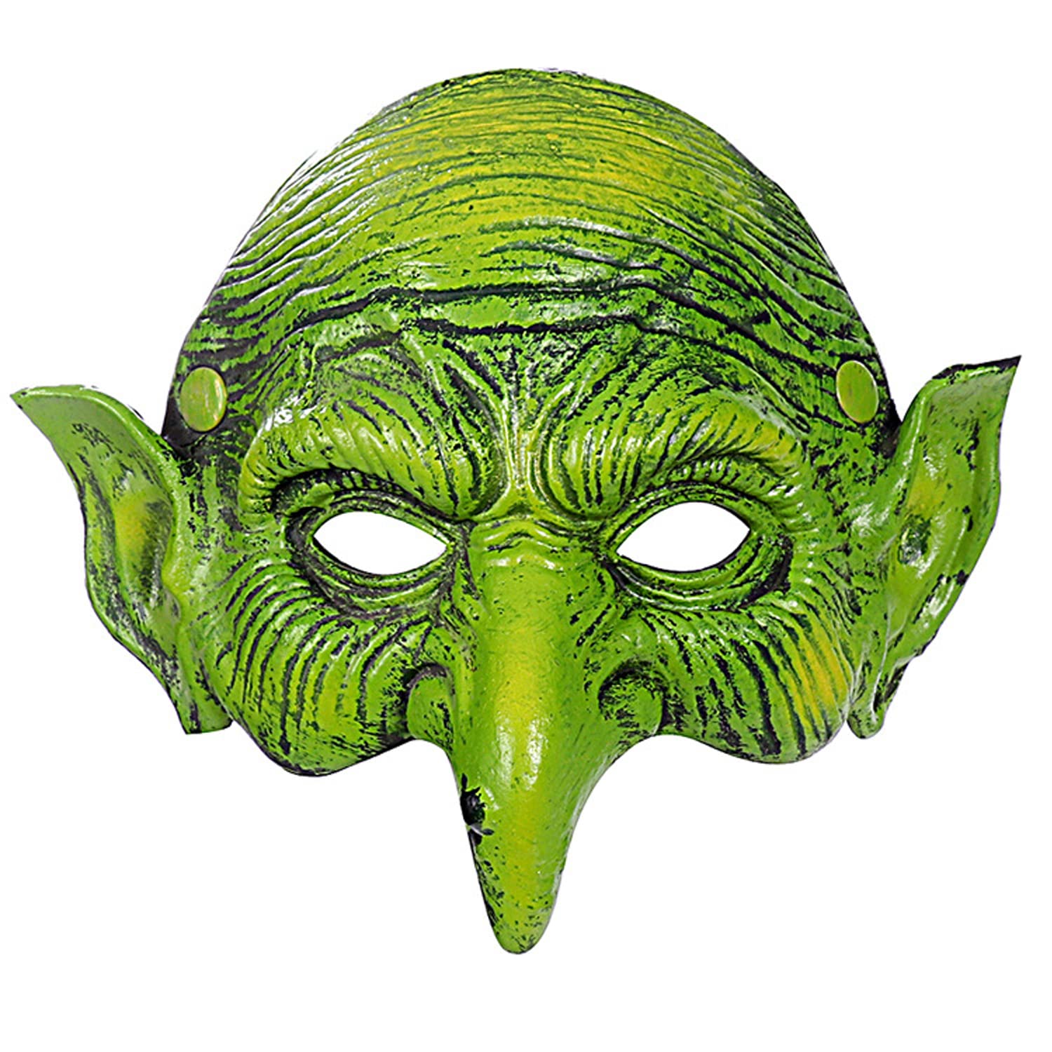 Scary Witch Mask with Elastic Band Green Face Goblin Elf Ears Cosplay Fancy Costume Mask Horror Halloween Masks for Women Men Half Face Witch Mask Carnival Dress Up Themed Party Prank Stage Props — image 1