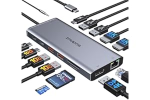 ZMUIPNG USB C Docking Station Dual Monitor USB-C Hub Multiport 14 in 1 Adapter Dongle with 2HDMI,Displayport,100W PD,Ethernet