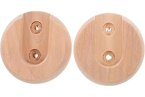 HOMSFOU 2pcs Wood Closet Rod Brackets Flange Supports for Wardrobe and Shower Curtain Rods, Wall-Mounted