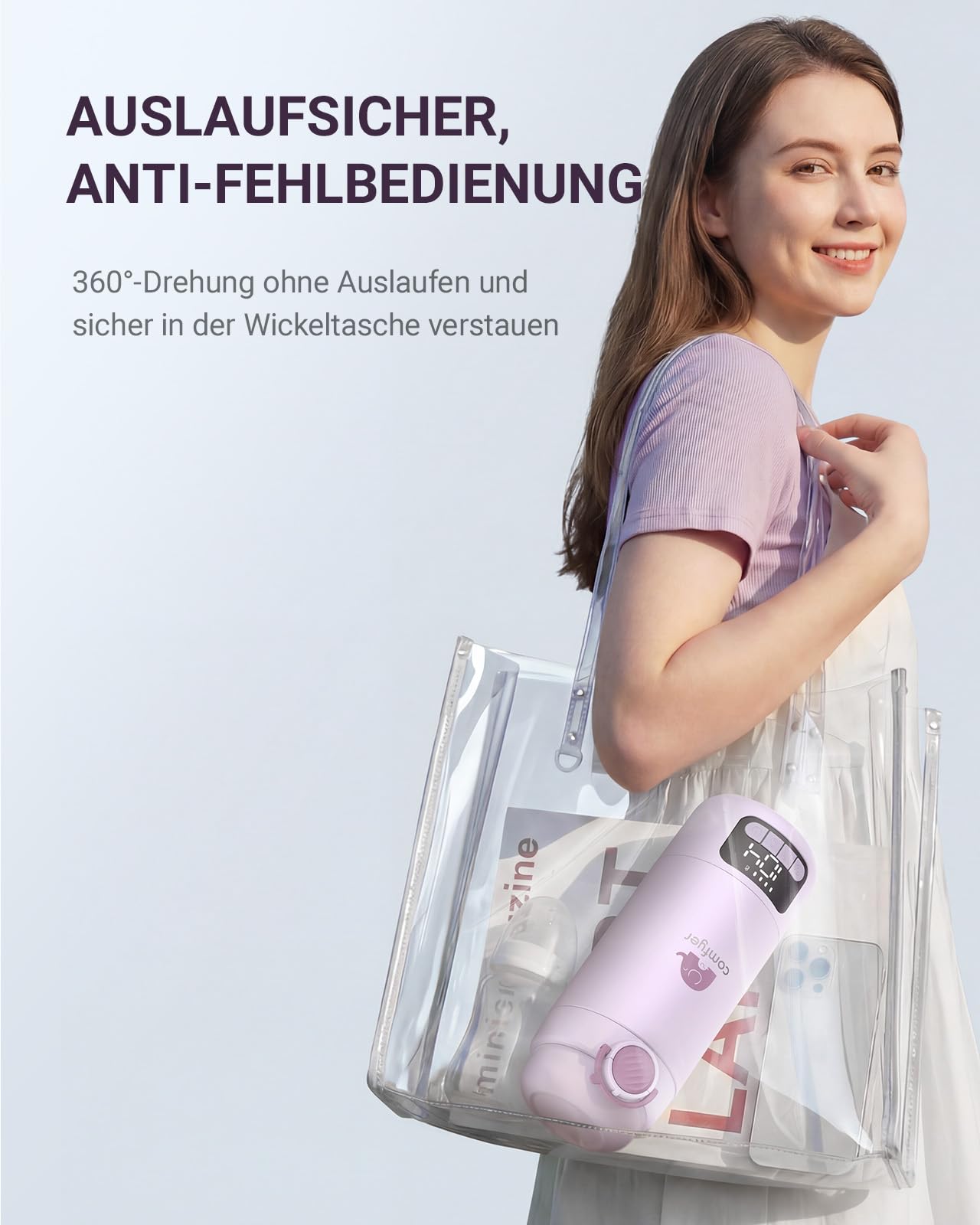 Comfyer BW02 Upgrade Tragbarer Flaschenwärmer unterwegs für Baby & Familie-Schnell Aufheizen mit 16000mAh Akku,Integrierter Sterilisator, Baby Milch-/Wasserwärmer für Unterwegs/Zuhause, 500ML 7