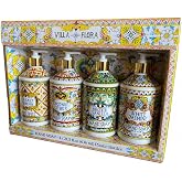 Home and Body Company Hand Soap, Villa Flora Collection &ndash; 16 fl oz Bottles, Assorted Scents (Sea Salt Verbena, Coconut Citrus, Orchid Vanilla, White Jasmine), Pack of 4 &ndash; Gift-Ready Set