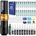 Neebol Wireless Tattoo Gun kit with Mode Memory, Cordless Rotary Tattoo Pen with 6h Battery Life, Easy Adiustment, Tattoo Supplies, Complete Tattoo Machine Kit Gift for Beginners and Professionals
