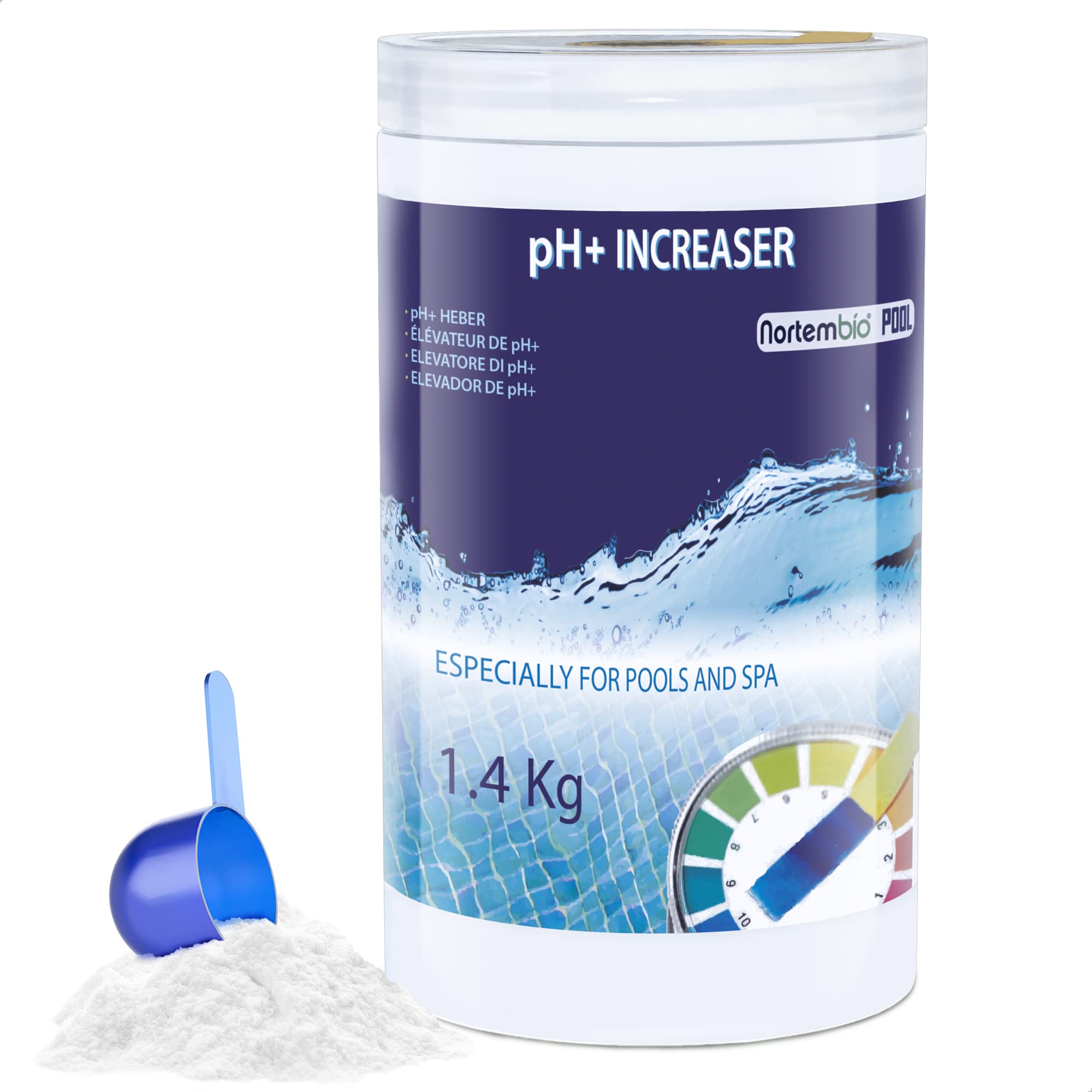 Nortembio Pool pH+ Plus 1,4 kg pH Increaser for Swimming Pools & Spas – Natural pH Regulator, Improves Water Quality, Fast-Dissolving Powder for Year Round Maintenance