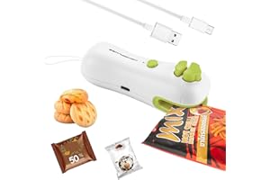 KAKAPLUSS Rechargeable Bag Sealer Mini, 2 IN 1 Heat Sealer & Cutter, Portable Handheld Food Resealer Sealing Machine, With Type-C Power Cable and Magnet, for Chip Bags & Food Storage Freshness,Green