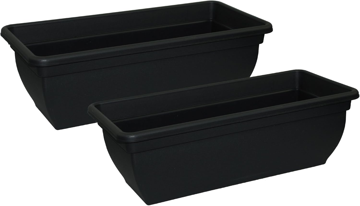 2 x Simpa® Ebony/Black Trough Plastic Garden Planter Indoor & Outdoor