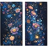 Poytmtiy Flowers Hand Towels Set of 2 Plants Abstract Blue Watercolor Art Bathroom Kitchen Towel Lightweight Breathable Face Towel for Gym Hotel Sport Decor 14"x28"