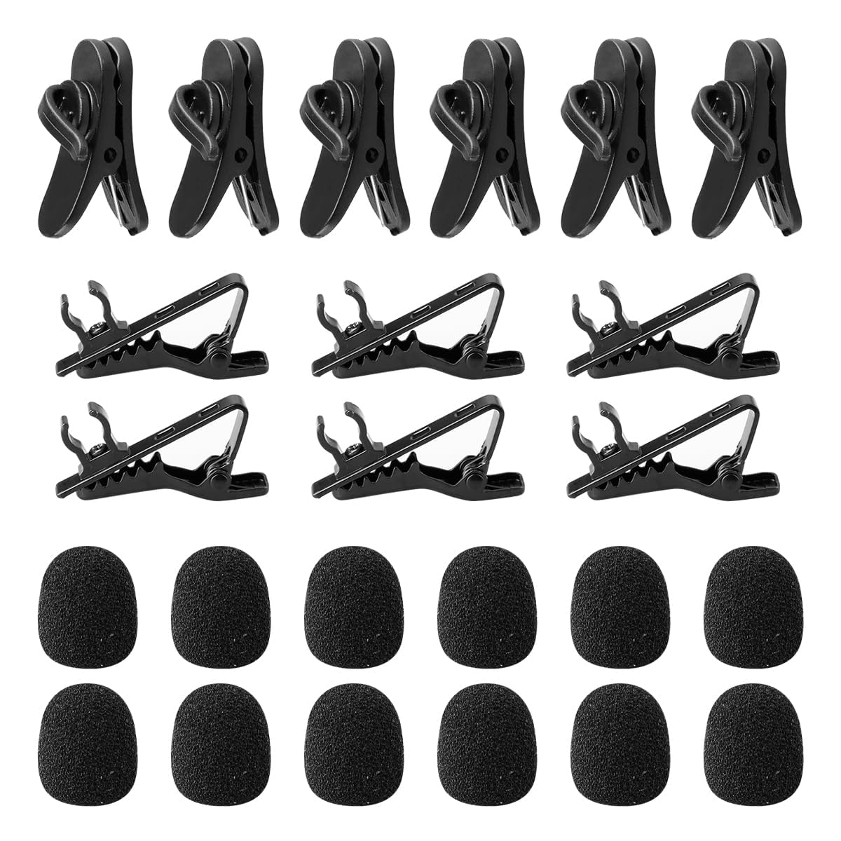GLADFRESIT 24PCS Microphone Accessory Kit Highly Elastic Practical High-Quality Plastic Clips 075 Clips Sponge Suitable for Lavalier Microphones