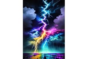 BYGFHLYW Diamond Art Painting Kits for Adults, Colorful Lightning 5D Diamond Painting Dots Art Kits for Adults Beginner, DIY Full Round Gem Crystal Art Paint by Diamond, Home Wall Decor 12x 16 in