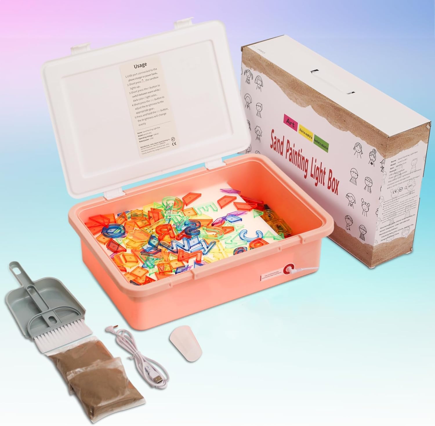 Light Table for Kids Manipulative | Sand Painting Light Box | Kids Light Table | Light Table Toys | Light Up Table for Kids | Sensory Light Table Accesories |3 Modes,10-Level Dimming18(Orange)