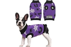 CooShou Halloween Dog Sweater Puppy Spooky Spider & Bat Patterns Outfit Knitwear Pullover Warm Pet Sweater for Small Middle Large Dog S