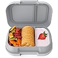 Bentgo Kids Snack - 2 Compartment Leak-Proof Bento-Style Food Storage for Snacks and Small Meals, Easy-Open Latch, Dishwasher Safe, and BPA-Free - Ideal for Ages 3+ (Gray)