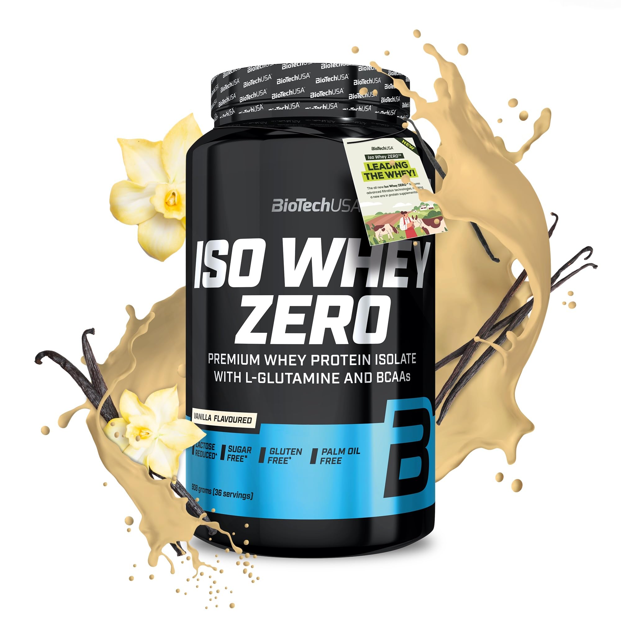BioTechUSA Iso Whey Zero | Premium Whey Protein Isolate | Grass-Fed | Enzyme-Free | Sugar- and Gluten-Free, 908 g, Vanilla