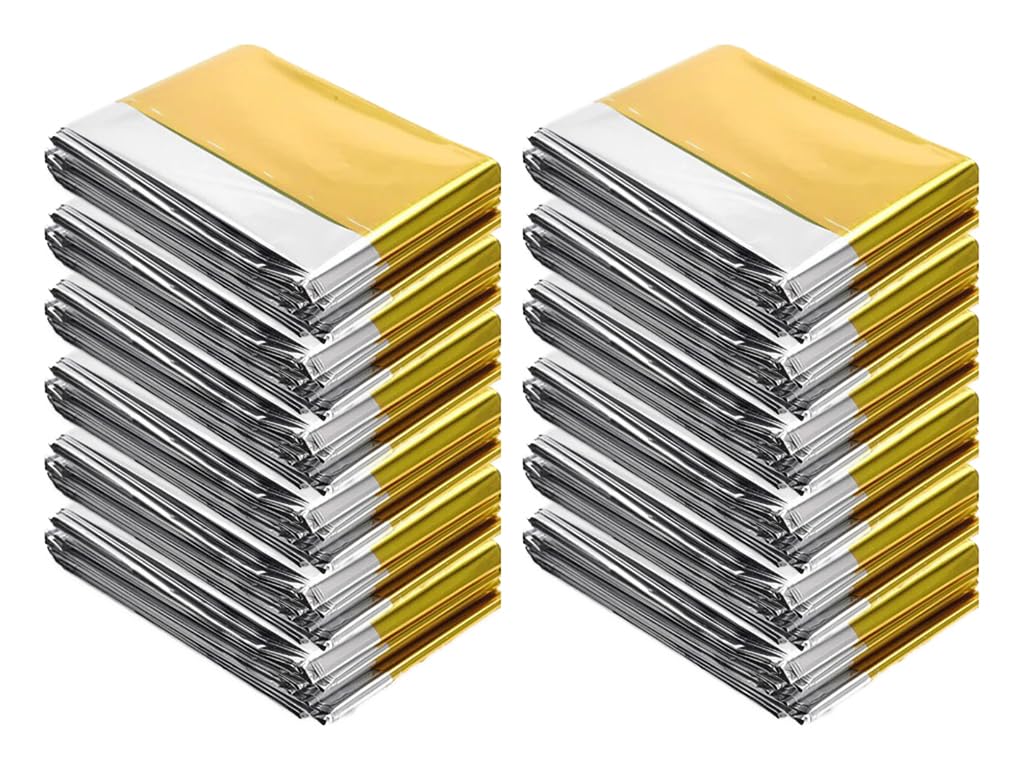 Anlising 20PCS Survival Foil Blanket, Emergency Foil Thermal Blanket, Emergency Rescue Blanket, Emergency Foil Blanket, Survival Blankets for Outdoors, Hiking, Survival, First Aid (140CM x 210CM)