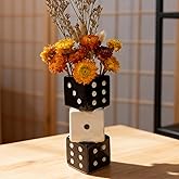 Tnstbiee Triple Dice Ceramic Vase – Elegant Black & White Decorative Vase for Home & Bar, Perfect for Flowers | Unique Center