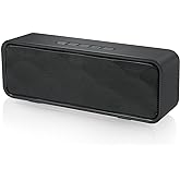 Totola Wireless Bluetooth Speaker with AUX/USB/TF Card Slot,Outdoor Portable Stereo Speaker with HD Audio,Enhanced Bass, Dual-Driver,Handsfree Calling, FM Radio Speaker for Travel,Party (Black)