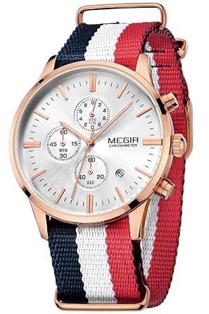 Mens Fashion Casual Canvas Dress Chronograph Date Analog Quartz Watches