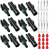 Glarks 36Pcs 6 Kit 1 Pin Way Waterproof Automotive Electrical Wire Connectors Terminals Plugs Kit, 1 Male & Female Pin Termin