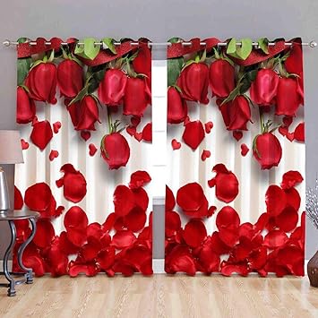Buy Brother Handloom Polyester Digital Rose Print Curtain For Door