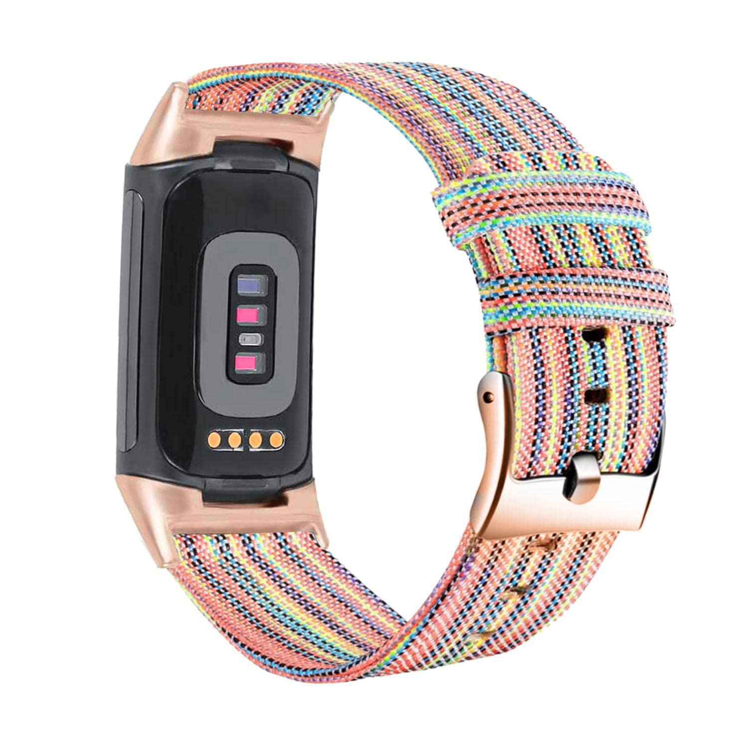 YOOSIDE Fitbit Charge 5 Band, Soft Colorful Woven Canvas Quick Dry Nylon Strap for Fitbit Charge 5, 26mm