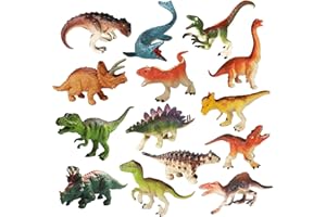 YOWLIEU 14 Pcs Figures Toys Realistic Mini Dinosaurs Animal Figurines, Plastic Learning Educational Playset Animal Themed Party Supplies Cake Topper Ornaments for Easter Egg Birthday Christmas