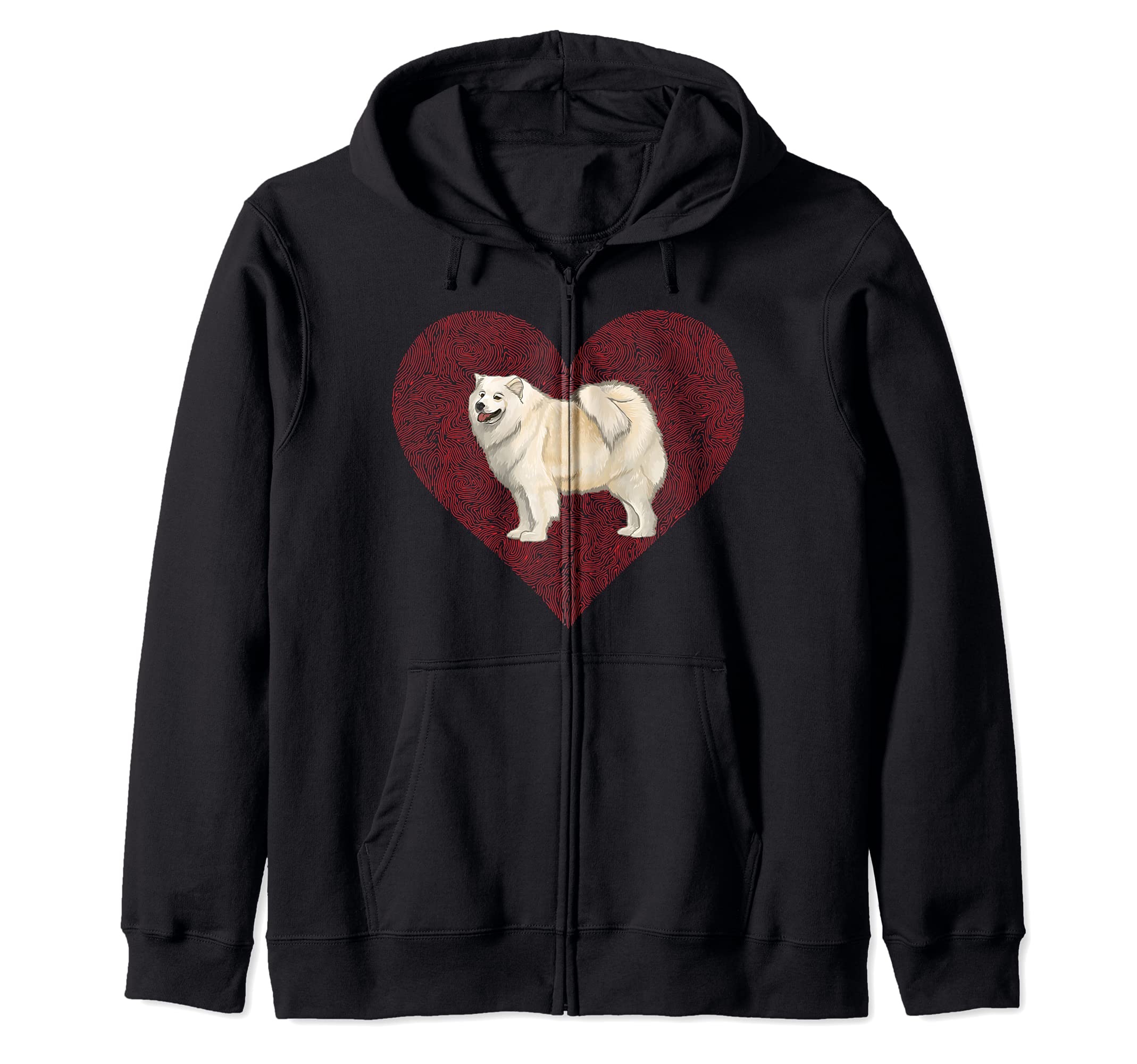 Samoyed Valentines Day Dog Love Fingerprint Zip Hoodie