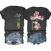 Christian Shirts for Women: Floral Christian Graphic Tees Bible Verse T Shirt Religious Short Sleeve Tops