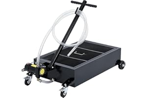 GarveeTech Heavy-Duty Low Profile Oil Drain Pan Cart – 25 Gallon Metal Oil Change Tank with 12V 180W Electric Pump, 8.2 ft Ho