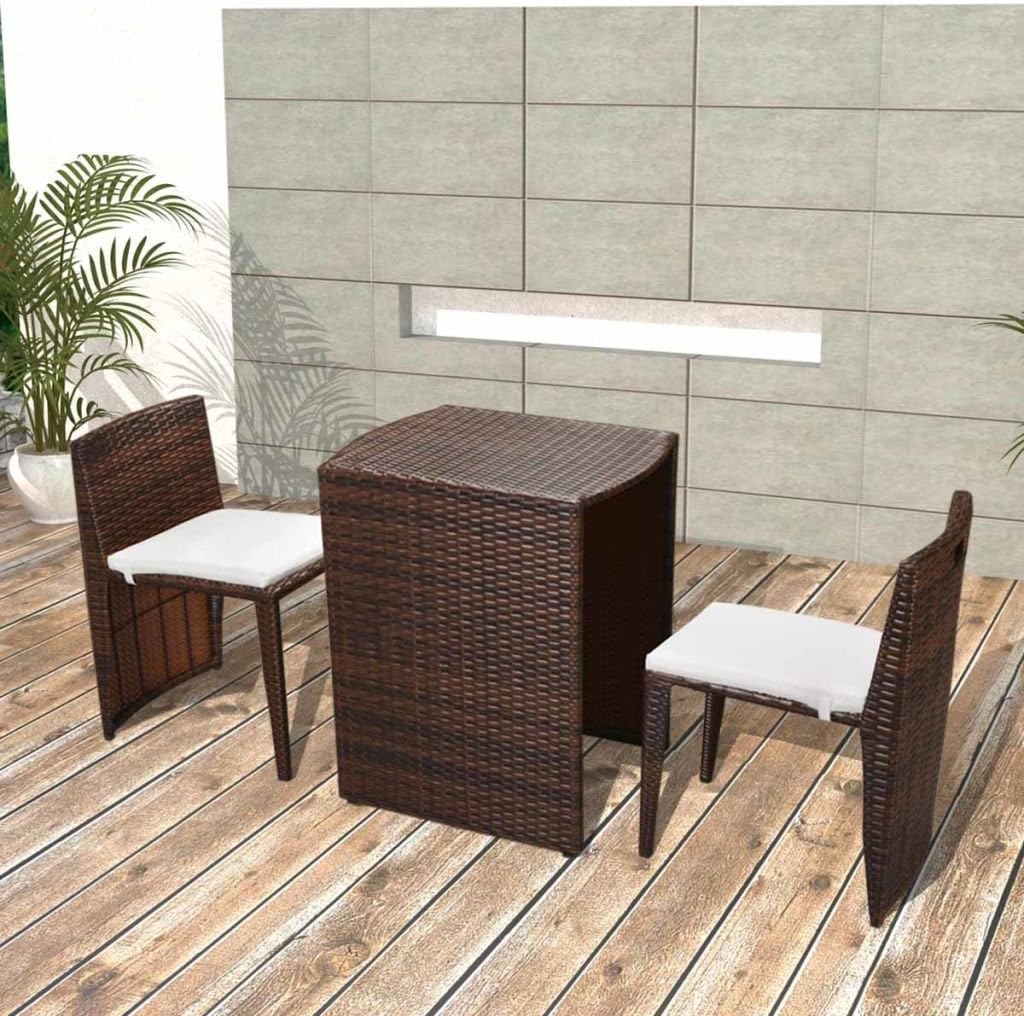 Namotu vidaXL 3-TLG. Bistro-Set mit Auflagen Poly Rattan Braun kaufen