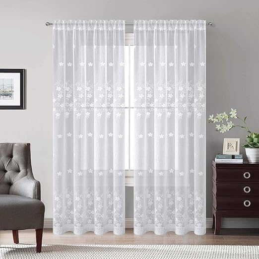 Amazon Com White Rod Pocket Sheer Curtains 106 Inches Long