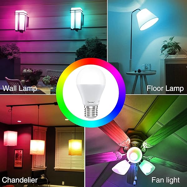 Onforu 6 Pack 7W Alexa Bombilla LED Inteligente Wifi RGBW Bombilla E27 Bombillas Compatibles con Echo Google Home Smart Luces de Colores con Blanco 2800k 6200k WiFi Lmpara de Control Remoto