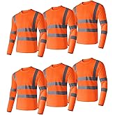 Ubon Hi Vis Shirts for Men, Safety Shirts Long Sleeve High Visibility Reflective Construction Shirts for Work 3-Pack