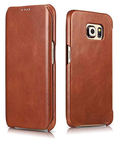 ICARER Tasche für Samsung Galaxy S6 Edge (SM-G925) / Case Außenseite aus Echt-Leder/Innenseite aus Kunst-Leder/Schutz-Hülle a