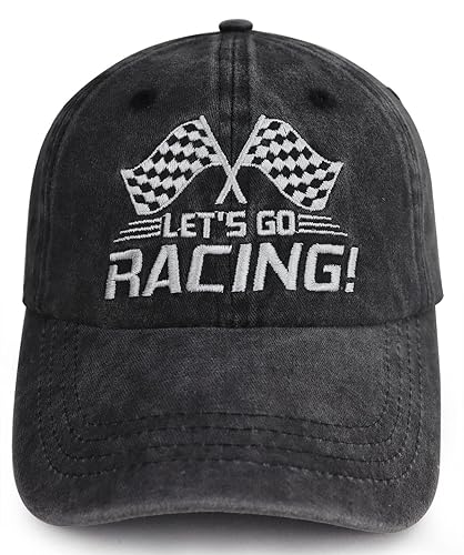 Gomthrpc Let's Go Racing Hat for Men Women, Adjustable Embroidered Washed  Cotton Checkered Flags Race Car Baseball Cap in Oman Whizz Baseball Caps