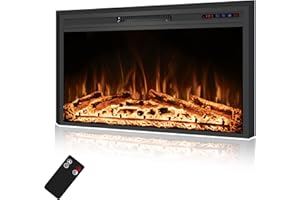 Rodalflame 40" Width Electric Fireplace Inserts with Adjustable Flame Colors, Fireplace Heater with Touch Screen & Remote Control, Recessed in Wall, 750/1500W, Timer