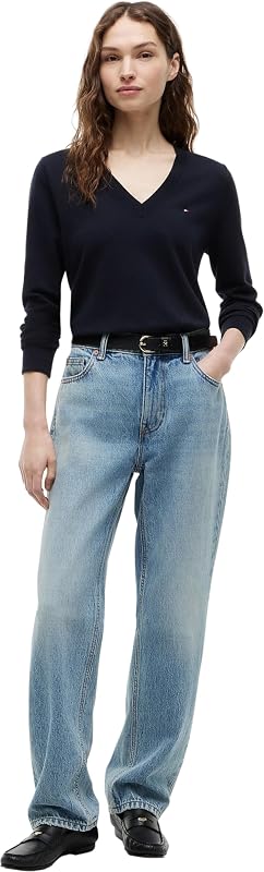 Pull Femme Co Jersey Stitch Sweater Col en V, Bleu (Desert Sky), XXS — photo 4 sur 5