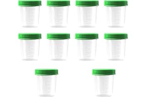 HaseMed Disposable Specimen Collection Cups with Green Screw Cap – 125 ml | Leakproof Urine Sample Container with Graduated S