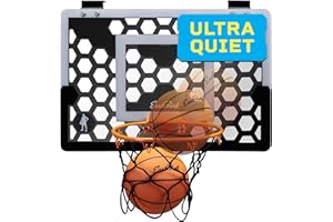 EastPoint Sports Shh Sports Over-The-Door Basketball Set – Silent Bounce Foam Ball, 18" x 12" Backboard – Ages 8+