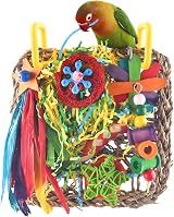 ERKOON Cockatiel Toys Foraging Wall Hanging Bird Toy Seagrass Shredding view 8