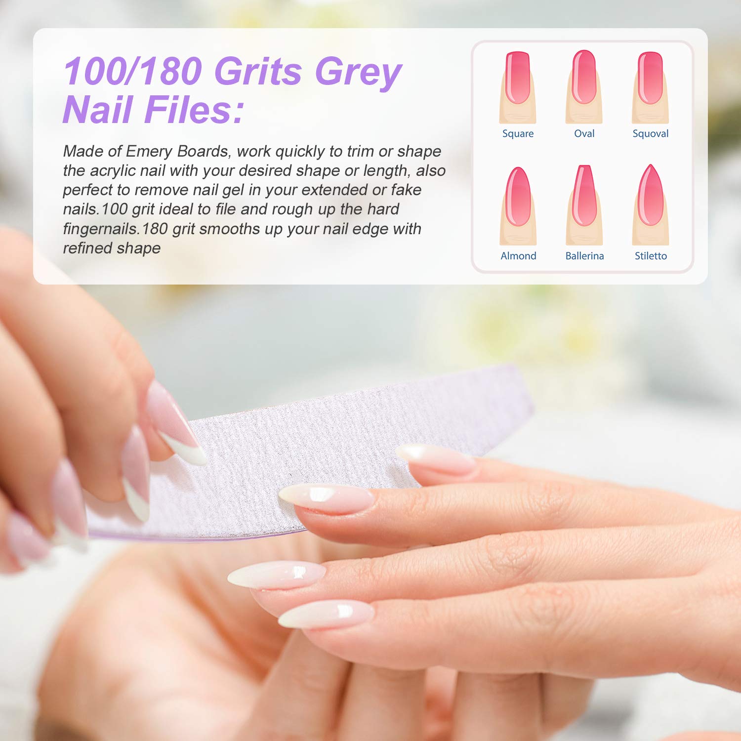 Professional Nail Files and Buffers Kit, TWING 100/180 Grit Emery Boards for Nails, 4 Sides 120 Grit Nail Buffer Blocks, 7 Way Nail File Block with Finger Nail Brush for Salon Nail Art (17 PCS) : Beauty