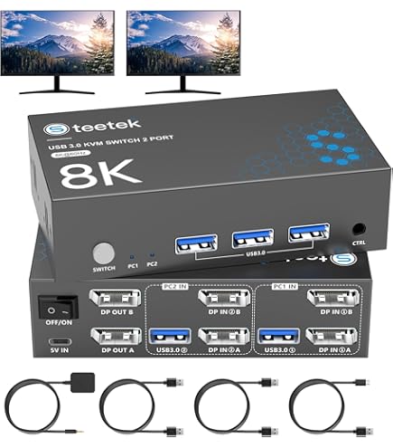 分配器・切替器 ATEN 2-Port USB DisplayPort KVM Switch 2-Port 4K DisplayPort USB-C Cable KVM Switch with Remote Port