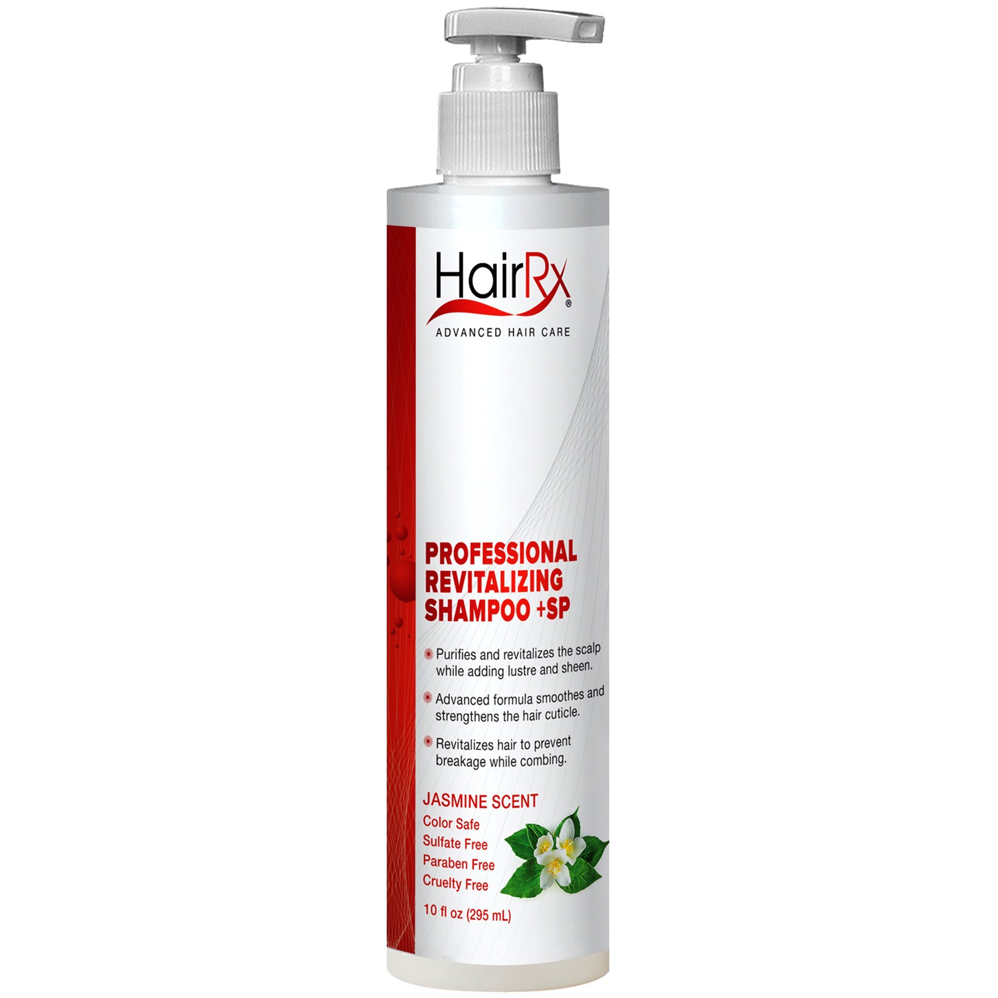 HairRx Professional Revitalizing Shampoo +SP (for Oily Scalps) with Pump, Light Lather, Jasmine Scent, 10 Ounce