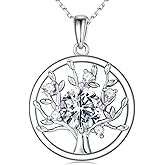 MOOSEA Moissanite Tree of Life Necklace for Women, 925 Sterling Silver Birthday Gifts for Mom Wife Grandma Dainty Family Tree of Life Pendant Necklaces Moissanite Jewelry Gift