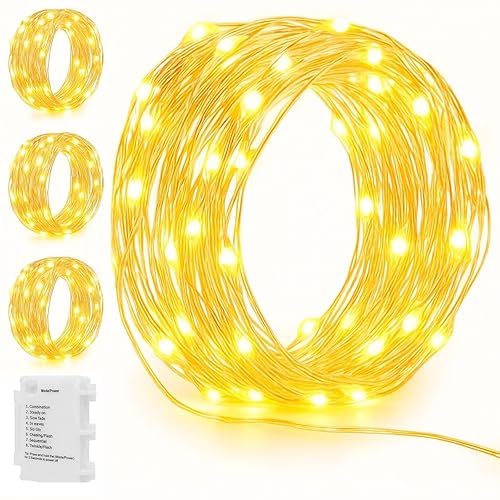 Koopower 4 Pack 6M 50 LED Battery Fairy Lights Waterproof (IP65), Automatic On-Off, 8 Modes Copper Wire String for Christmas, Wedding, Party, Garden