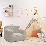 BEJOY Kids Sofa Ultra-Soft Snuggle Foam Chair Light Grey view 8