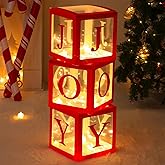 Christmas Decorations Large Red Transparent Light Box, Holiday Party Home Fireplace Decor