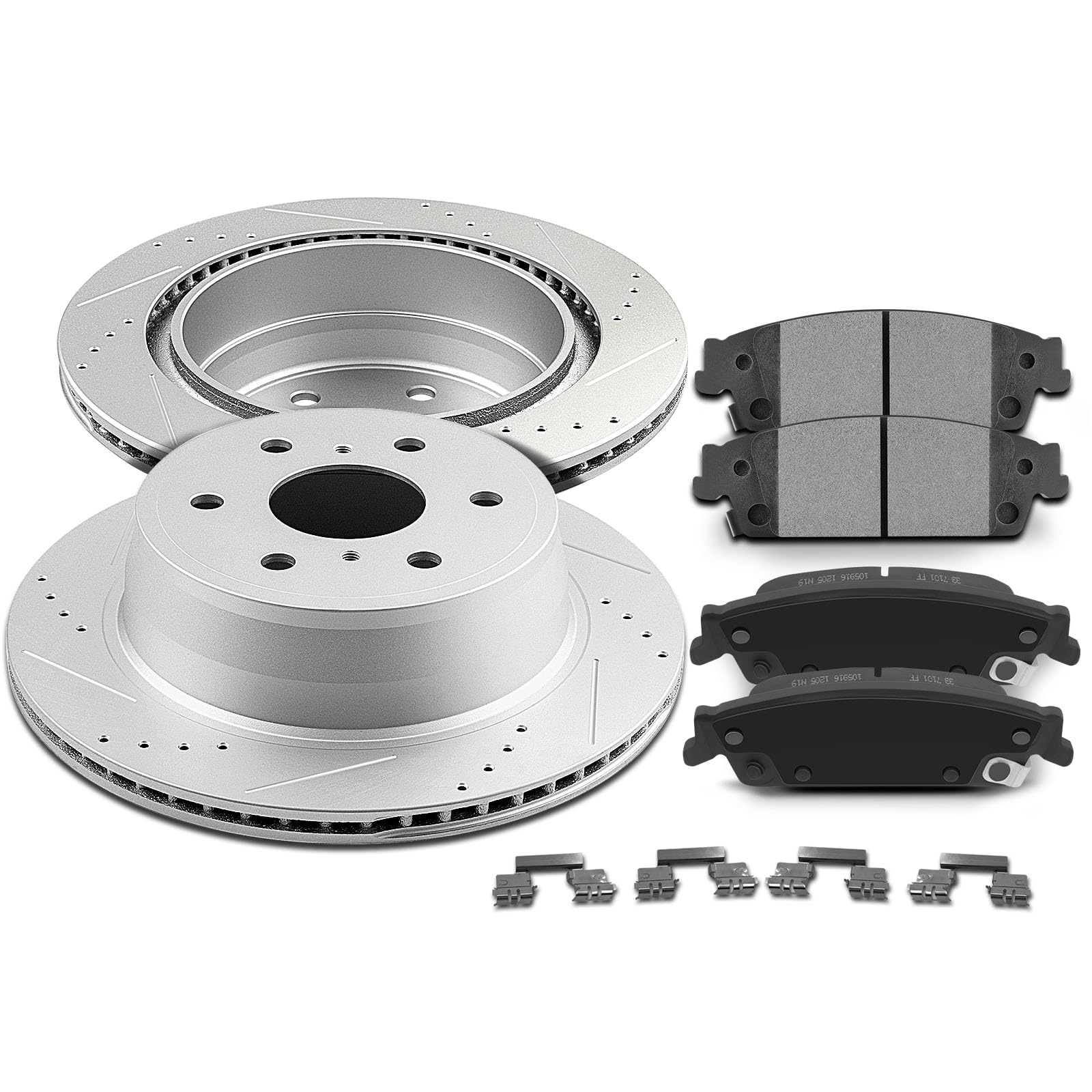 SCITOO Rear Brake Kits 55133 Brake Rotors & D1707-8930 Brake Pads Fit For Cadillac For Escalade 2015-2018,For Cadillac For Escalade ESV 2015-2018,For Chevrolet For Silverado 1500 2014-2018