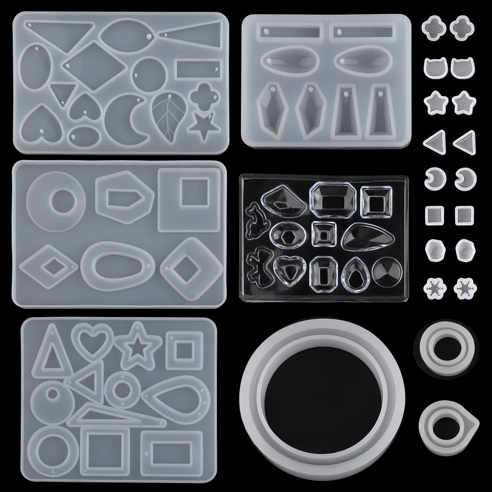 EPODA Resin Earring Moulds, Jewelry Molds Silicone Kits, Jewellery Making Silicone Moulds For Resin Gem Necklace Pendant Earring