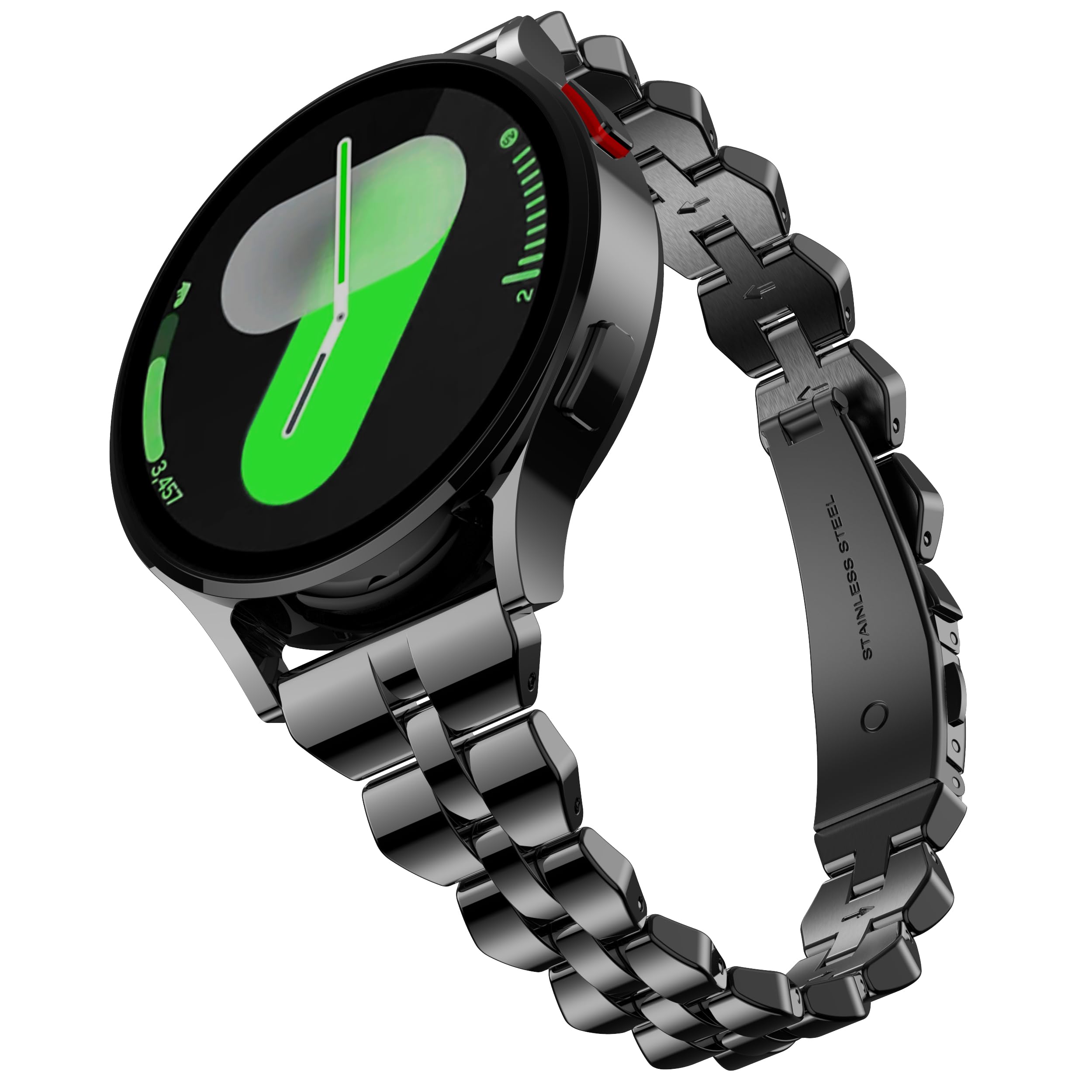 GELISHI 20mm Watch Bands Compatible with Galaxy Watch 7 6 5 4 40mm 44mm, 6 Classic 43mm 47mm, 4 Classic 42mm 46mm, 5 Pro 45mm, 3 41mm, Active 2 40mm 44mm, Slim Stainless Steel Band for Women, Black